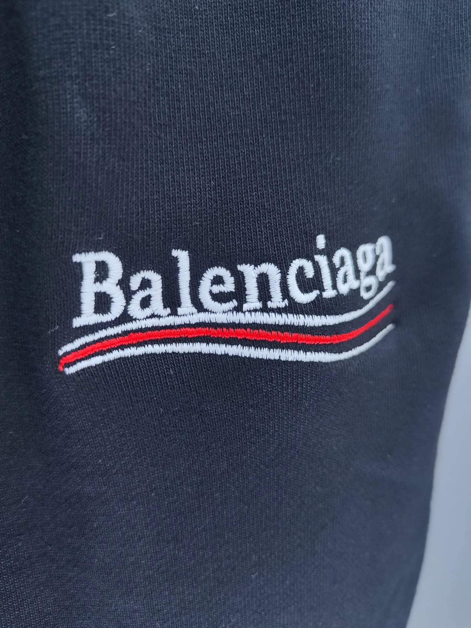 P125✨🔥 [Balenciaga] 2026 Autumn and Winter New Arrival Embroidered Trousers and Trousers Premium Pure Cotton Double-ply 400g Heavy Terry Cloth Fabric Color: Black Size: S M L XL 2XL
